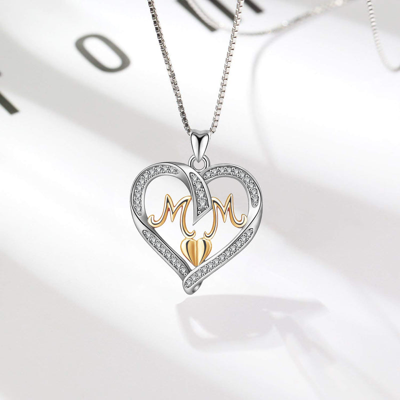 Sterling Silver Heart MOM Pendant