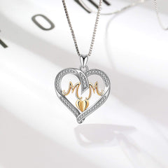 Sterling Silver Heart MOM Pendant
