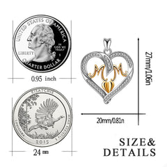 Sterling Silver Heart MOM Pendant