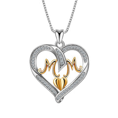 Sterling Silver Heart MOM Pendant